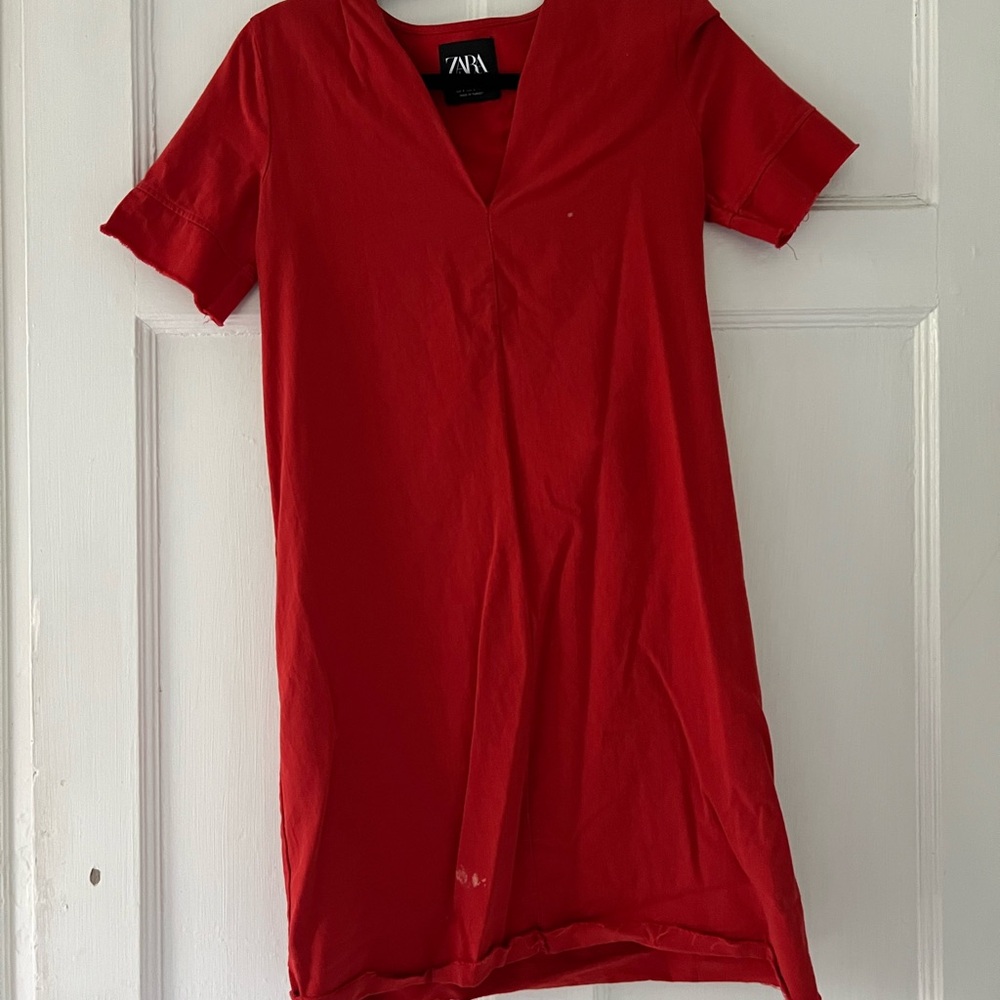 Zara Red V-Neck Dress
